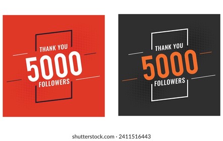 Social network 5000 followers. Thank you 5000 followers celebration template design. Blogger celebrates a large number of subscribers and followers.