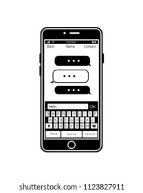 Social network in abstract mobile phone, monochrome image. Vector illustration, EPS10