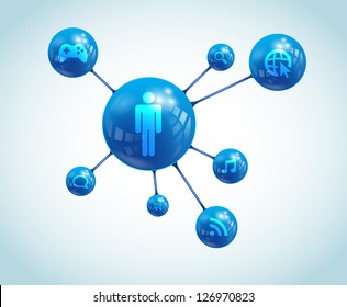 Social network abstract representation. It contains overlay blend mode and meshes. / Social Network Apps