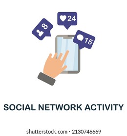 Social Network Activity flat icon. Colored element sign from feedback collection. Flat Social Network Activity icon sign for web design, infographics and more.