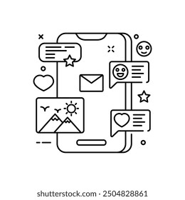 Social Network Activity Outline Icon, Vector illustration