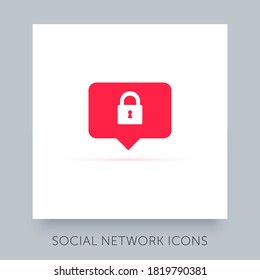 Symbol für Social Network-App. UX UI Design Tooltip Element. Symbol für Website und mobile Anwendung. Benachrichtigungssperren, Vektorsymbol.