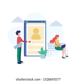 Social network app isometric landing page vector template. Online communication, chatting smartphone application website design layout. Networking, social media service login 3d concept illustration