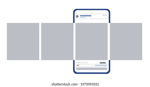 Social network app page template. Carousel post. Minimal design. Vector.