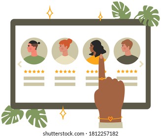 Social network or application for recruitment. Hiring people, searching for candidates online. Hr, headhunting, digital cv concept. Posting resume on the internet. Isolated flat vector illustration