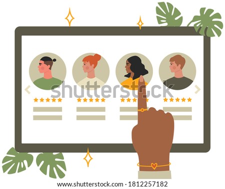 Social network or application for recruitment. Hiring people, searching for candidates online. Hr, headhunting, digital cv concept. Posting resume on the internet. Isolated flat vector illustration
