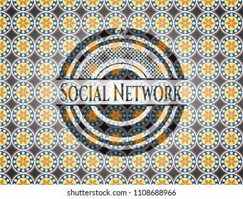 Social Network arabesque emblem. arabic decoration.