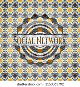 Social Network arabic emblem background. Arabesque decoration.