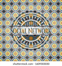 Social Network arabic emblem background. Arabesque decoration.