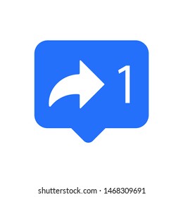 Social network arrow forward icon in a bubble. Flat vector style