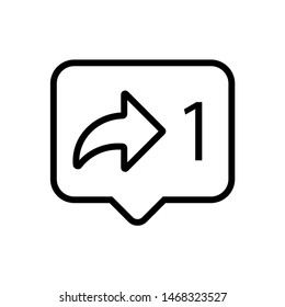 Social network arrow share forward icon in a bubble. Flat vector style