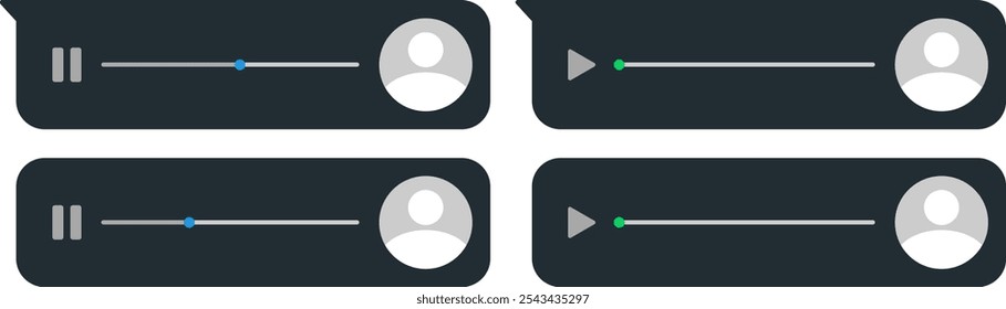 Mensagem de áudio de rede social com barra de reprodução. Conceito: redes sociais, áudio, playlist.