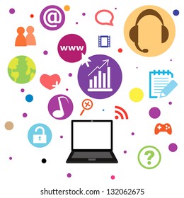 Social network background with media icons