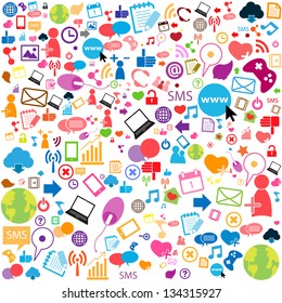 Social network background with media icons
