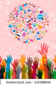 Social network background with media icons