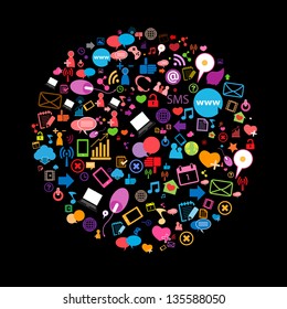 Social network background with media icons