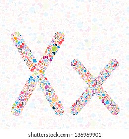 Social network background with media icons X. Vector illustration