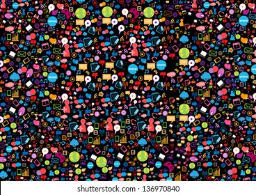 Social network background with media icons