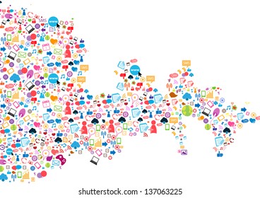 Social network background with media icons