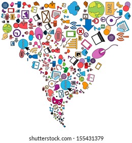 Social network background with media icons