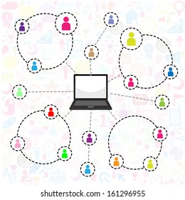 Social network background with media icons