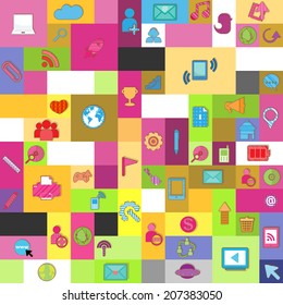 Social network background with media icons