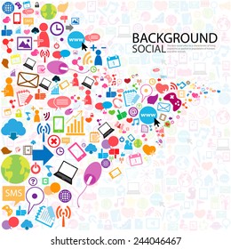 Social network background with media icons