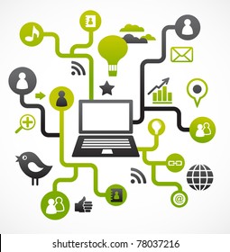 Social network background with media icons