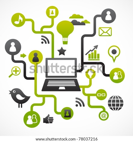 Social network background with media icons