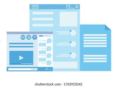 Social network background. Modern illustration slider site page. Concept of a variety of social networks vector image. Web banner using social networks in everyday desing.