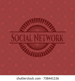 Social Network badge with red background