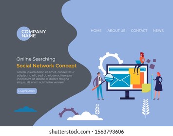 Social network banner poster concept. Vector flat graphic design illustration