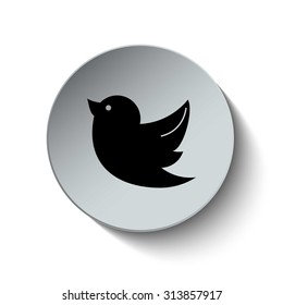 Social network bird icon. Doodle bird icon. Bird icon. Button. Vector illustration.