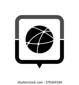 Social network - black vector icon; map pointer;  message bubble