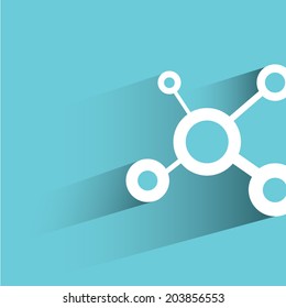 social network, blue background, flat and shadow theme