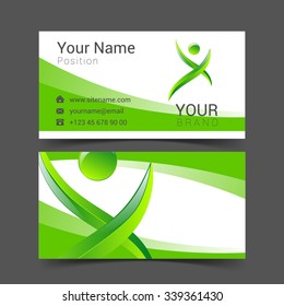 social network card logo design green and blue abstract template set