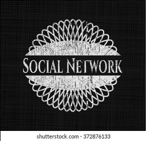 Social Network chalk emblem written on a blackboard