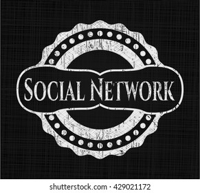 Social Network chalk emblem written on a blackboard