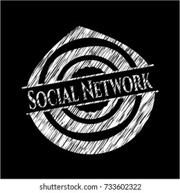 Social Network chalk emblem written on a blackboard