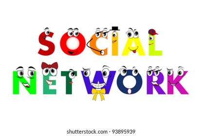Social Network characters, models connected together, vector