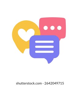 Social network chat box symbols. Chat dialog text boxes. Social media communication signs. Speak bubbles vector illustration