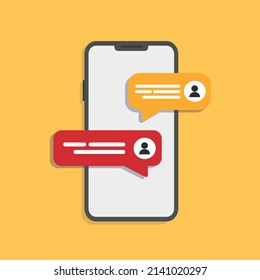 Social network chat on the smartphone. Stock vector.