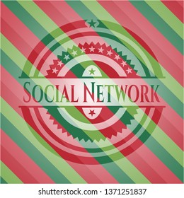 Social Network christmas colors style emblem.