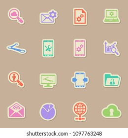 social network color vector icons on paper stickers