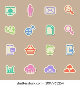 social network color vector icons on paper stickers