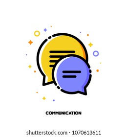 Social network communication concept. Icon with two speech bubbles of chat messages. Flat filled outline style. Pixel perfect. Editable stroke. Size 64x64 pixels