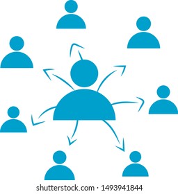 Social network, communication, conncection, refer. People Icon, symbol, element. Vector graphic. Isolated on white. Flat style design.