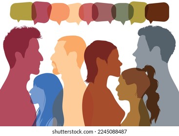 Una red social para la comunicación y la discusión dentro de una comunidad. Ilustración vectorial. Reunión de grupo o foro de trabajo en equipo. 