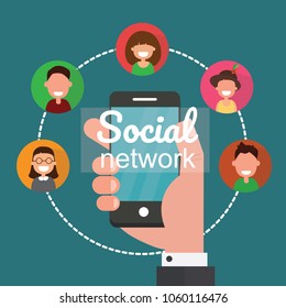 Social network communication flat illustration.