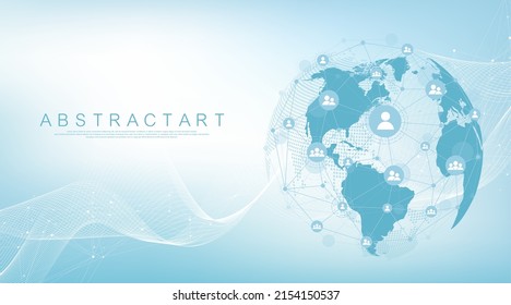 Social network communication in the global computer networks. Internet technology. Global network connection concept. Vector illustration